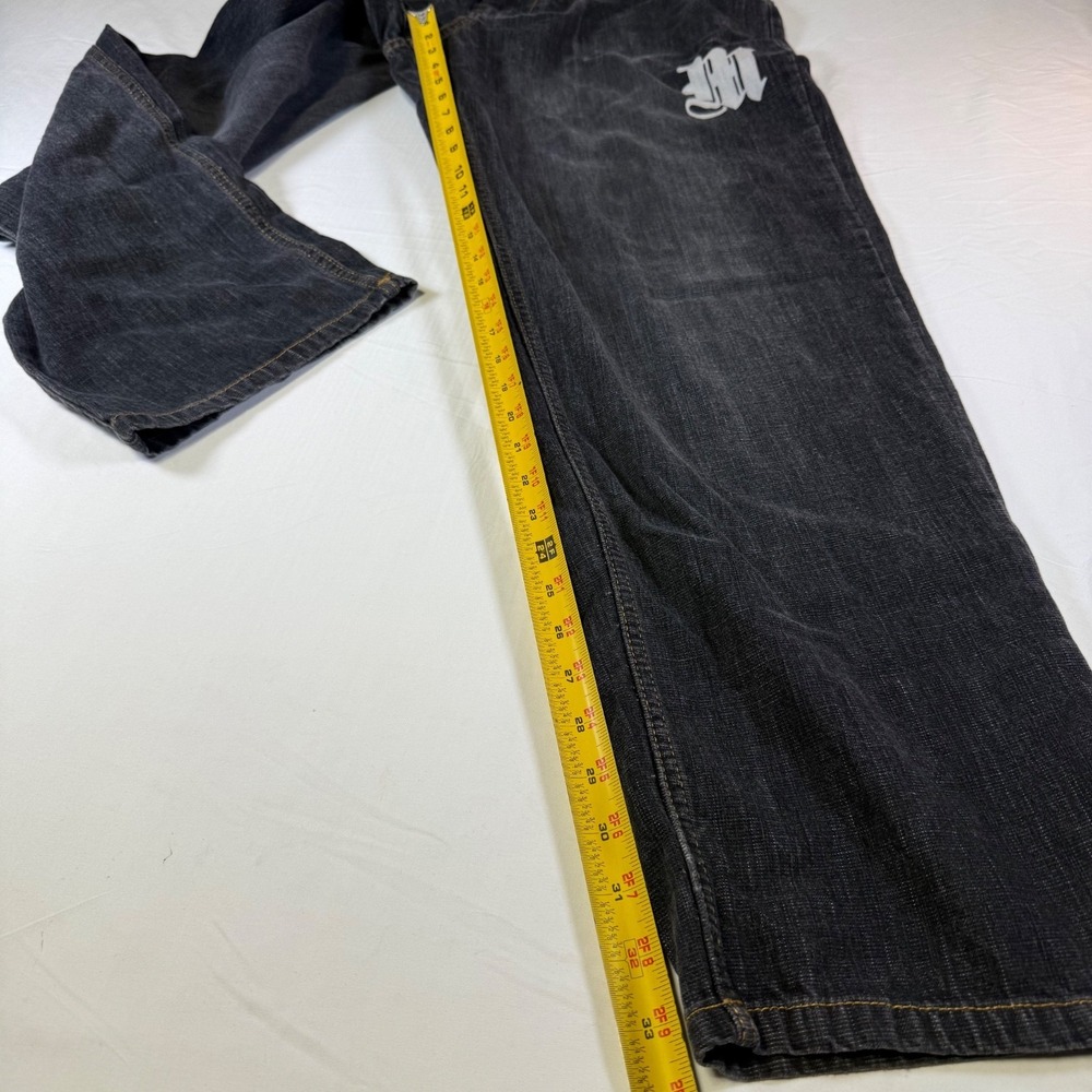Vintage Makaveli Tupac Y2K Rap Hip‎ Hop Baggy Black Denim Jeans 34X34 - Picture 8 of 8